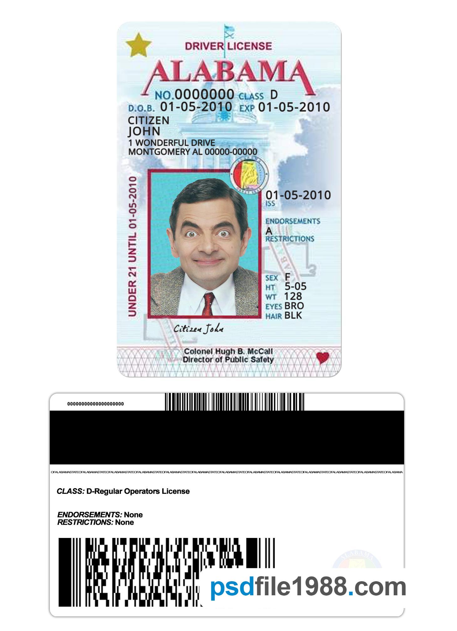 USA Alabama Driving License Under 21